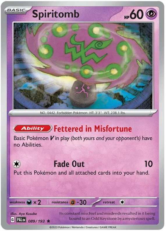 Spiritomb 089/193 Rare Reverse Holo Pokemon Card (SV2 Paldea Evolved)