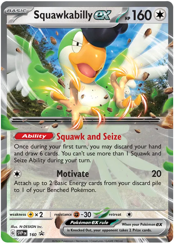 Squawkabilly ex SVP160 Pokemon Promo Card (SV Promo Series)