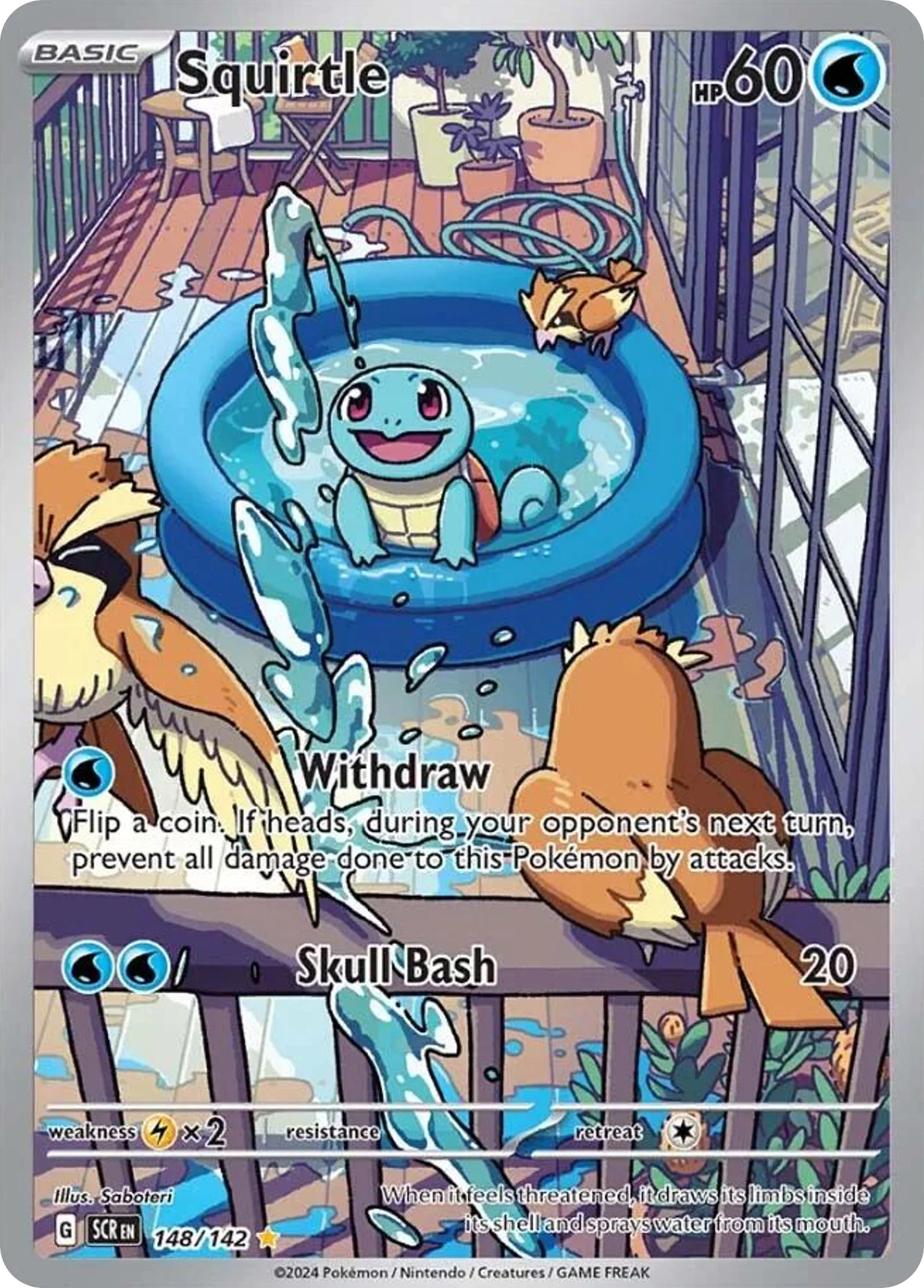 Squirtle 148/142 Illustration Rare Pokemon Card (SV Stellar Crown)
