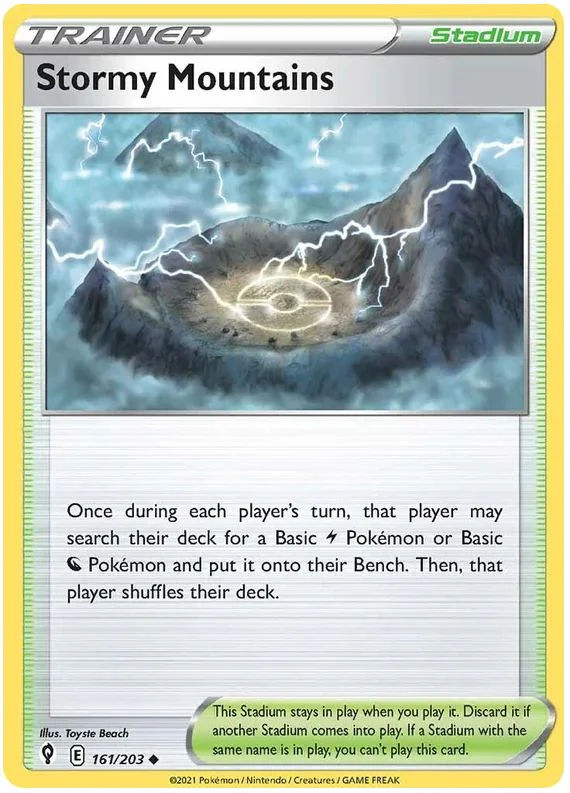 Stormy Mountains 161/203 Uncommon Reverse Holo Pokemon Card (SWSH Evolving Skies)