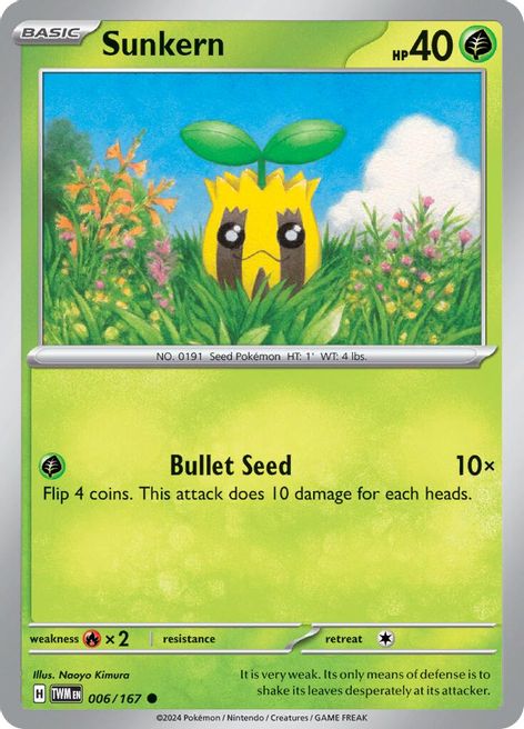 Sunkern 006/167 Common Reverse Holo Pokemon Card (SV Twilight Masquerade)