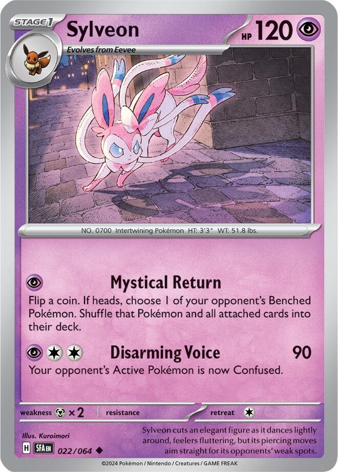 Sylveon 022/064 Uncommon Reverse Holo Pokemon Card (SV Shrouded Fable)
