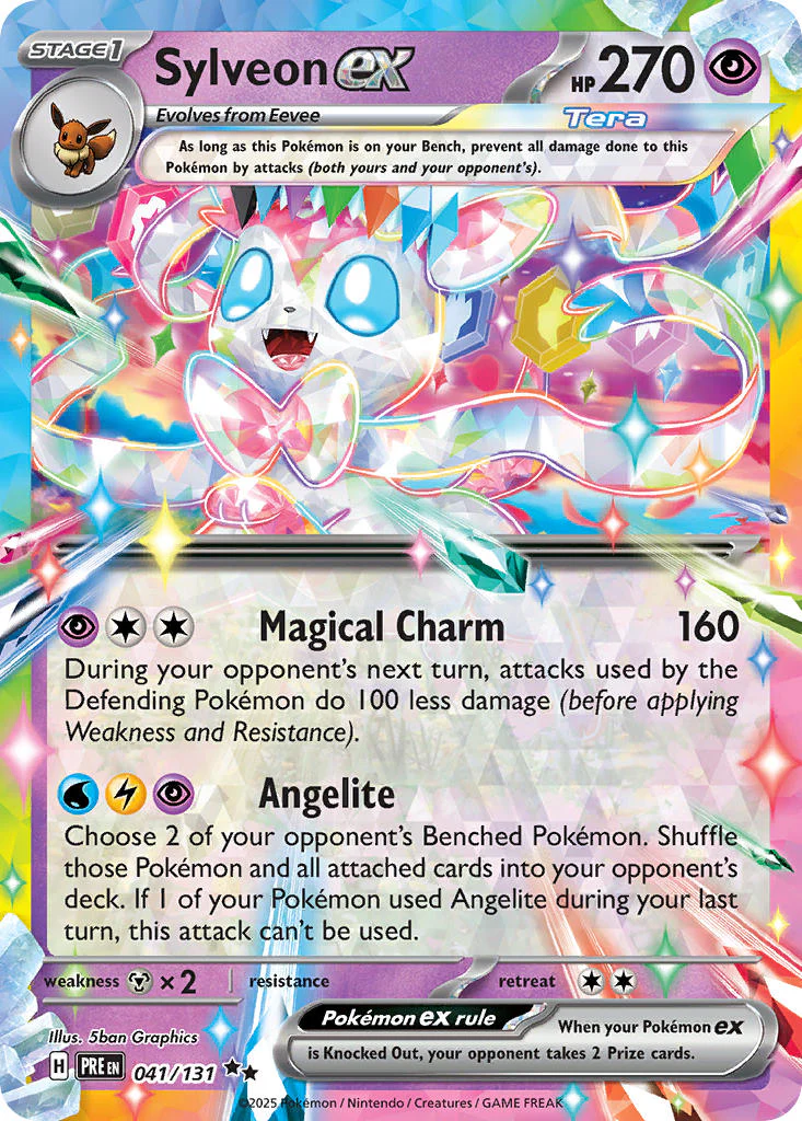 Sylveon ex 041/131 Double Rare Pokemon Card (Scarlet & Violet Prismatic Evolutions)