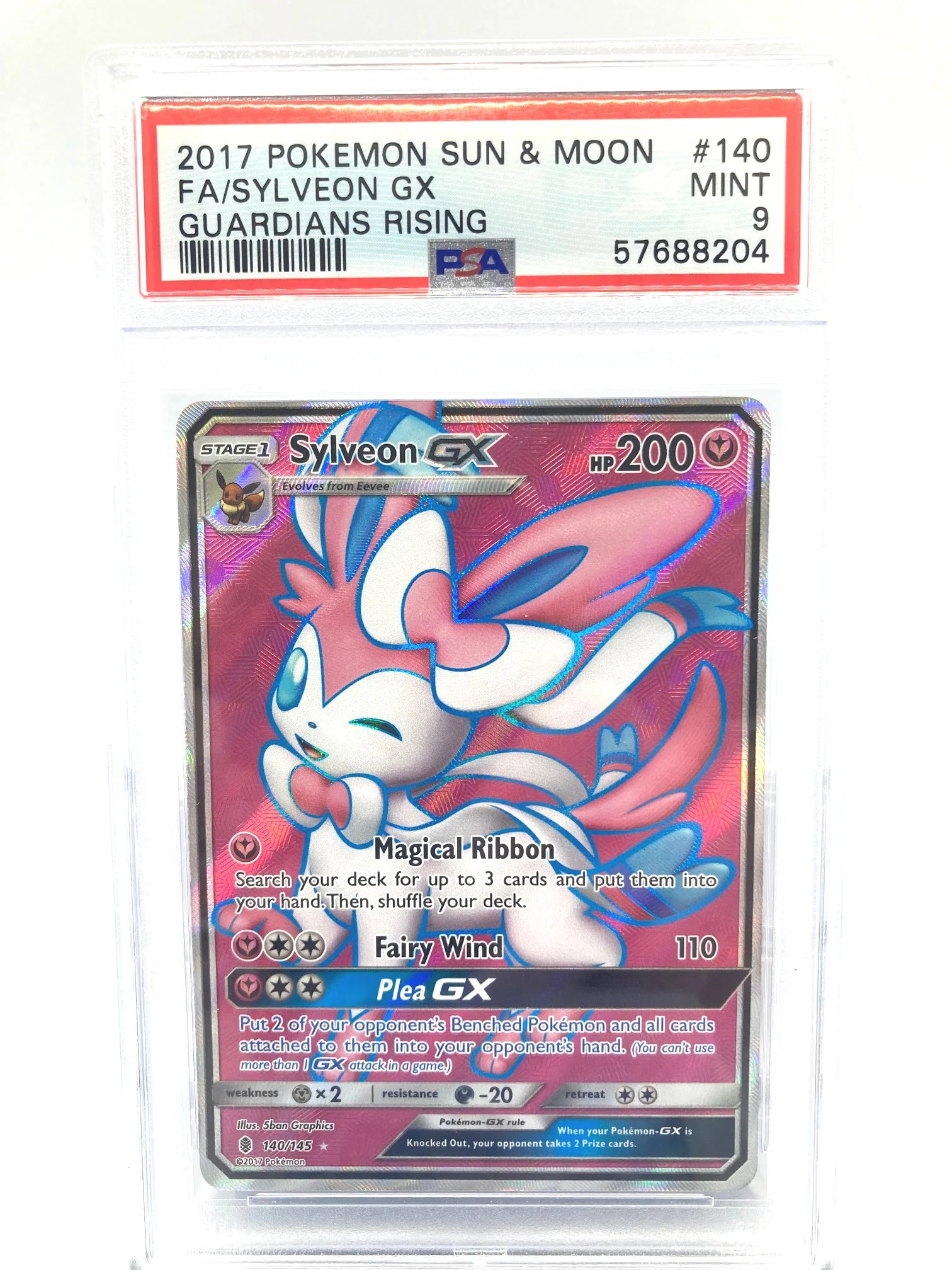 Sylveon GX 140/145 PSA 9 Graded Pokemon Card (Sun & Moon Guardians Rising)