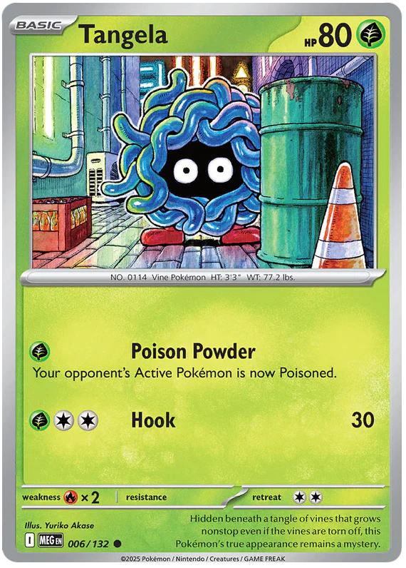Tangela 006/132 Common Pokemon Card (Mega Evolution Base Set ME01)