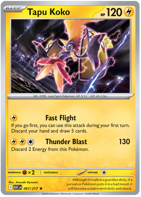 Tapu Koko 067/217 Rare Pokemon Card (Mega Evolution Ascended Heroes)
