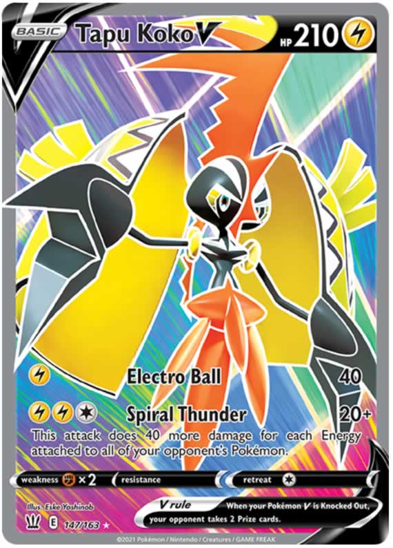 Tapu Koko V 147/163 Ultra Rare Pokemon Card (Battle Styles)
