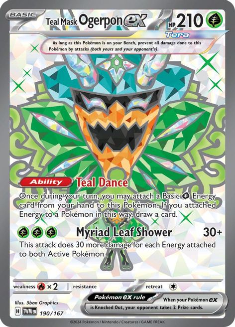 Teal Mask Ogerpon ex 190/167 Ultra Rare Pokemon Card (SV Twilight Masquerade)