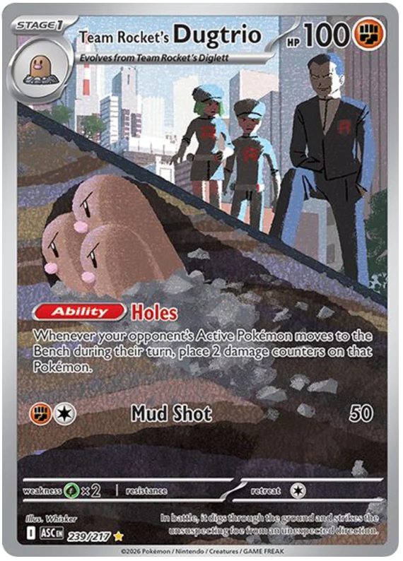 Team Rocket's Dugtrio 239/217 Illustration Rare Pokemon Card (Mega Evolution Ascended Heroes)