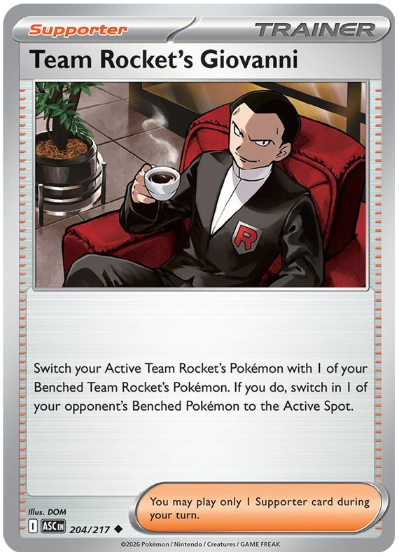 Team Rocket's Giovanni 204/217 Uncommon Pokemon Card (Mega Evolution Ascended Heroes)