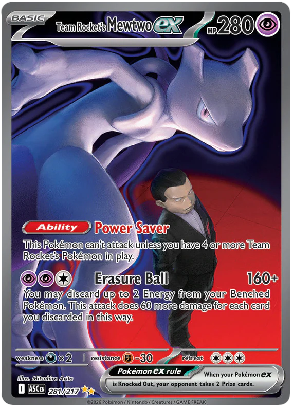 Team Rocket's Mewtwo ex 281/217 Special Illustration Rare Pokemon Card (Mega Evolution Ascended Heroes)