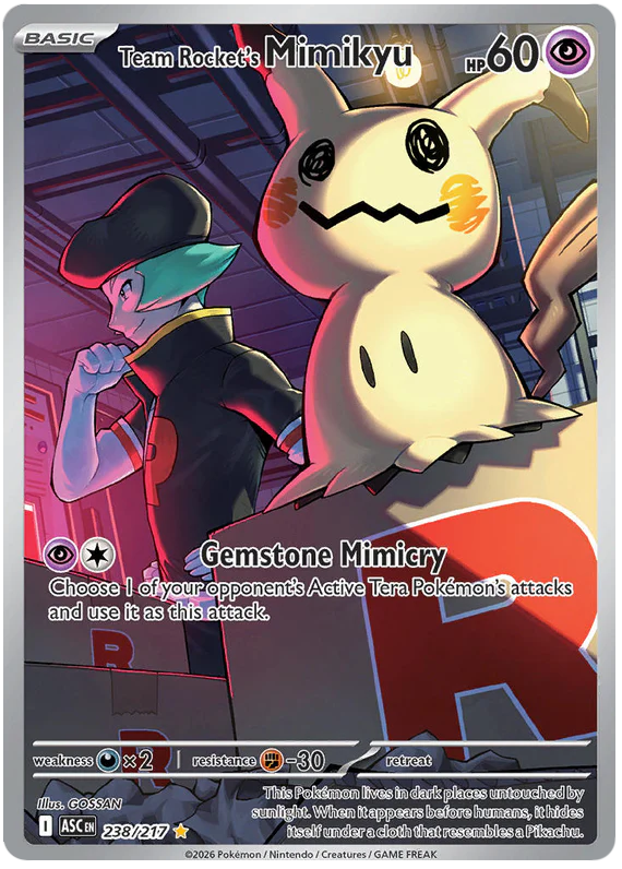 Team Rocket's Mimikyu 238/217 Illustration Rare Pokemon Card (Mega Evolution Ascended Heroes)