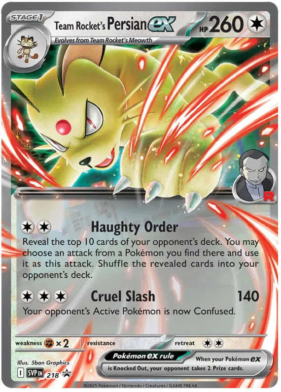 Team Rocket's Persian ex SVP218 Pokemon Promo Card (SV Promo Series)