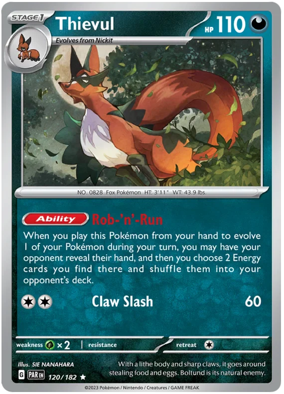 Thievul 120/182 Rare Pokemon Card (SV04 Paradox Rift)