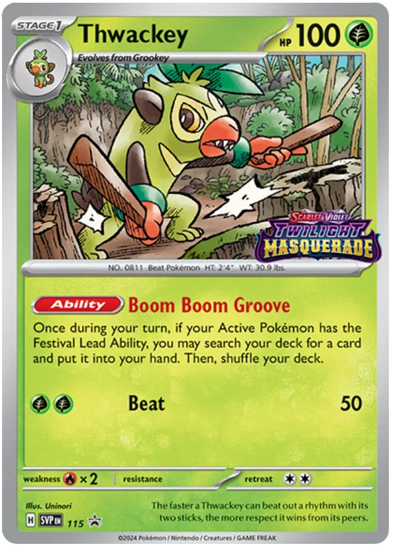 Thwackey SVP115 Pokemon Promo Card (SV Promo Series)