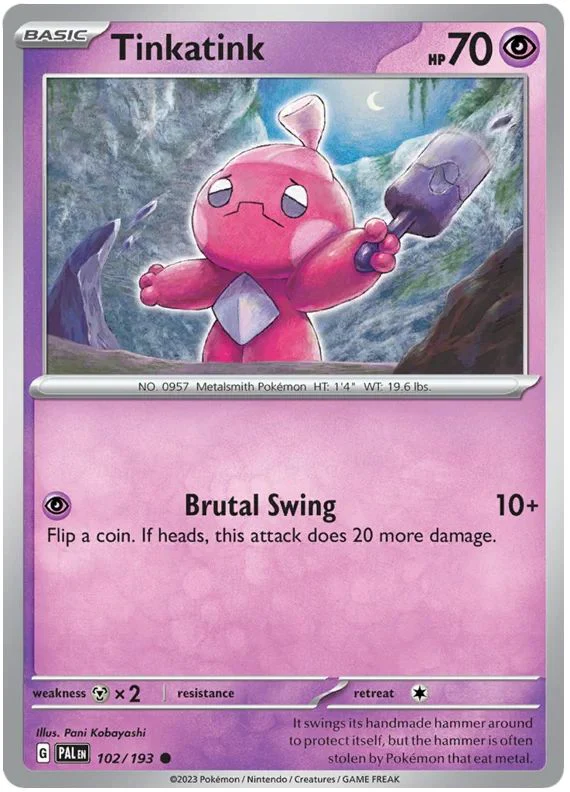 Tinkatink 102/193 Common Reverse Holo Pokemon Card (SV2 Paldea Evolved)
