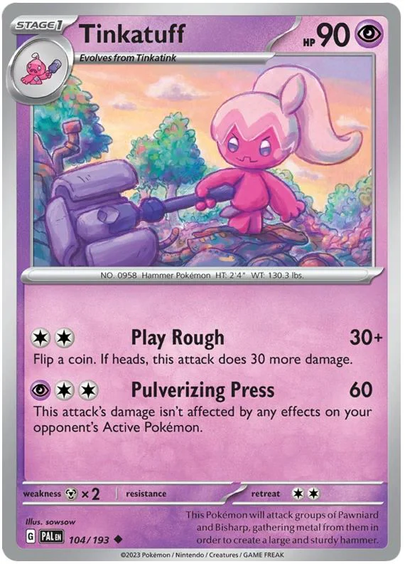 Tinkatuff 104/193 Uncommon Reverse Holo Pokemon Card (SV2 Paldea Evolved)