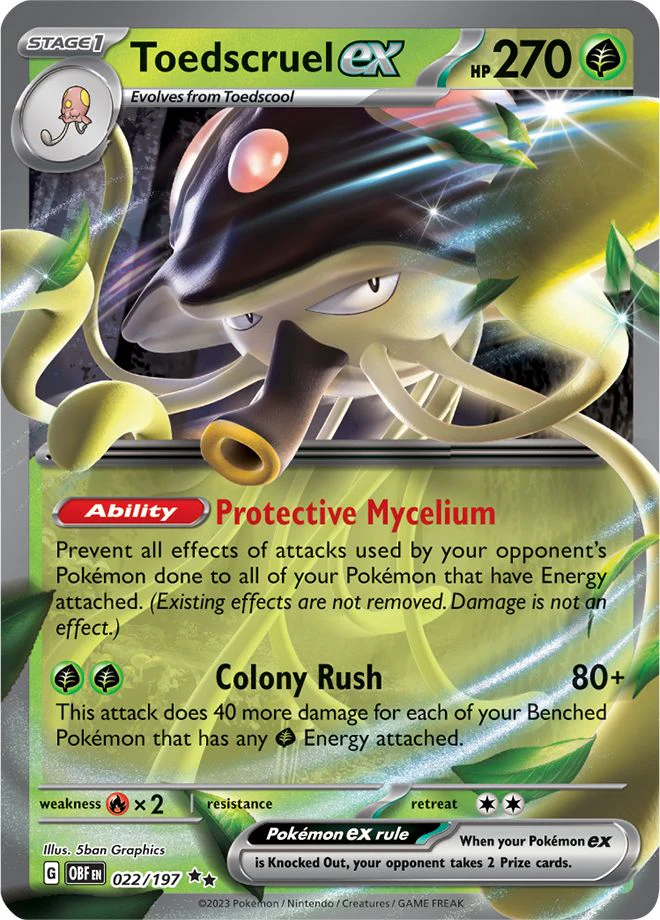 Toedscruel ex 022/197 Double Rare Pokemon Card (SV Obsidian Flames)