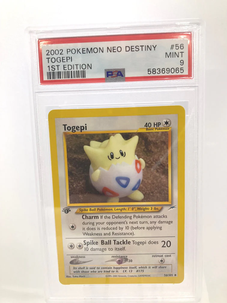 Togepi 56/105 1st Edition PSA 9 Mint Graded Pokemon Card