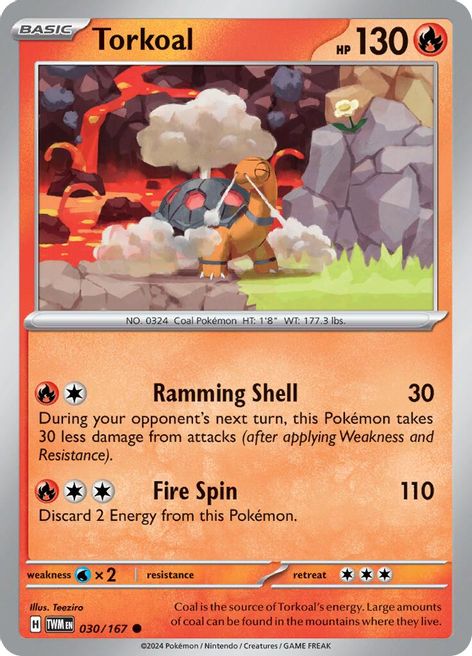 Torkoal 030/167 Common Pokemon Card (SV Twilight Masquerade)