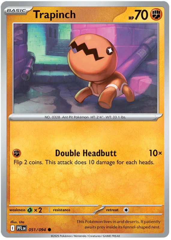 Trapinch 051/094 Common Pokemon Card (Mega Evolution Phantasmal Flames)
