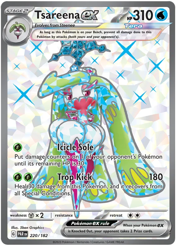 Tsareena ex 220/182 Ultra Rare Pokemon Card (SV04 Paradox Rift)