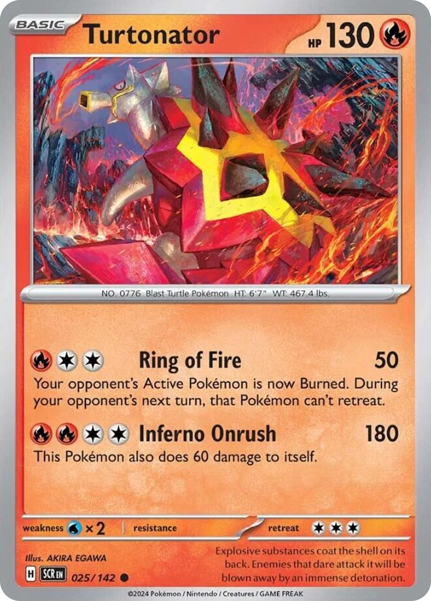 Turtonator 025/142 Common Reverse Holo Pokemon Card (SV Stellar Crown)