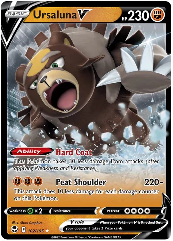 Ursaluna V 102/195 Ultra-Rare Rare Pokemon Card (SWSH Silver Tempest)