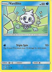 Vanillite 33/145 Common Reverse Holo Pokemon Card (SM Guardians Rising)