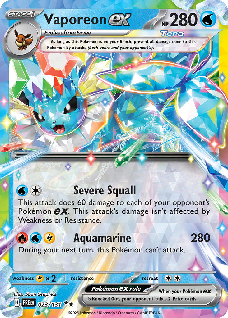 Vaporeon ex 023/131 Double Rare Pokemon Card (Scarlet & Violet Prismatic Evolutions)
