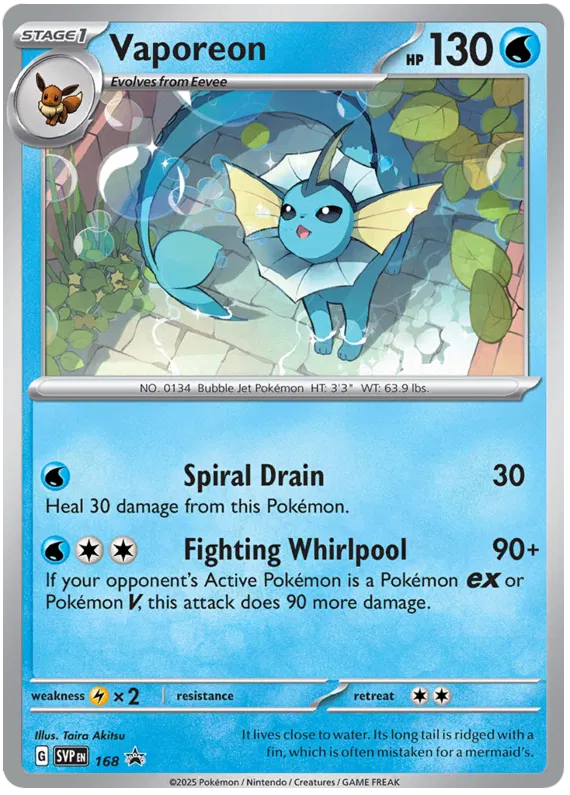 Vaporeon SVP168 Pokemon Promo Card (SV Promo Series)