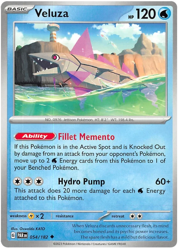 Veluza 054/182 Uncommon Reverse Holo Pokemon Card (SV04 Paradox Rift)