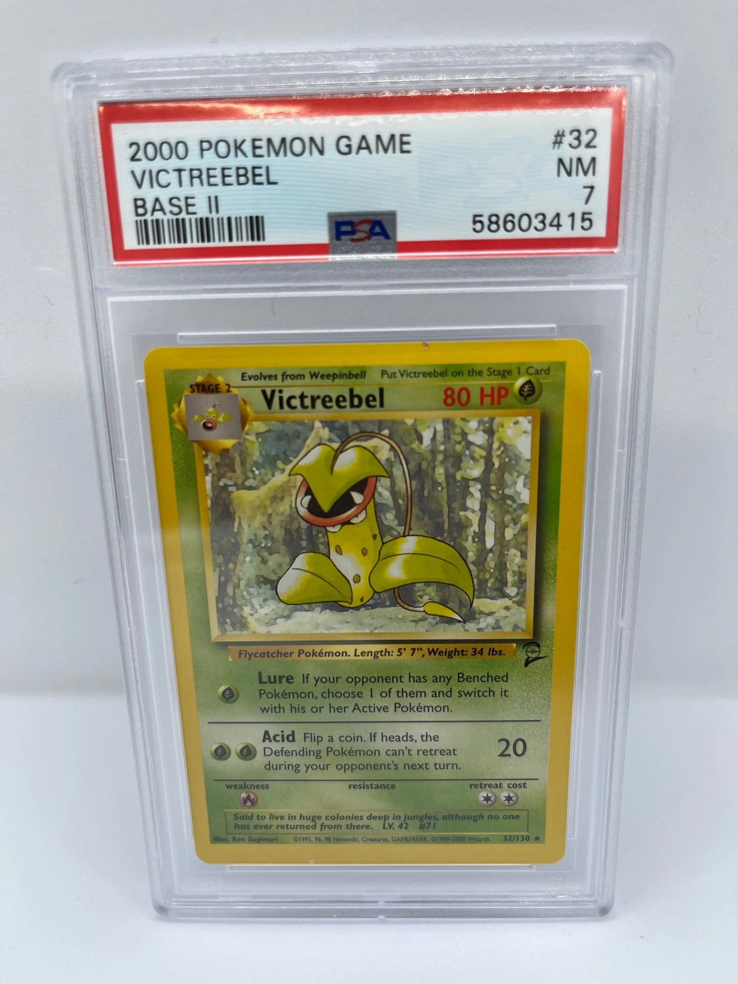 Victreebel 32/130 PSA 7 Graded Rare Pokemon Card (2000 Pokemon Game)