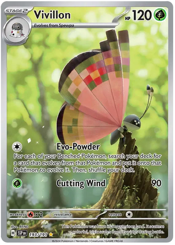 Vivillon 193/191 Illustration Rare Pokemon Card (Scarlet & Violet Surging Sparks)