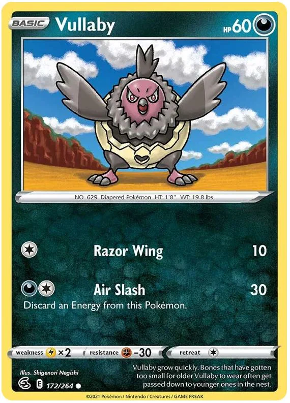 Vullaby 172/264 Common Reverse Holo Pokemon Card (SWSH Fusion Strike)