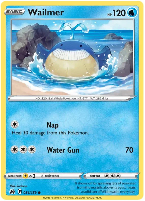 Wailmer 031/159 Common Reverse Holo Pokemon Card (SWSH Crown Zenith)