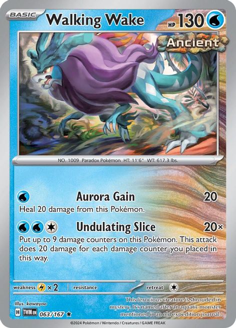 Walking Wake 063/167 Rare Reverse Holo Pokemon Card (SV Twilight Masquerade)