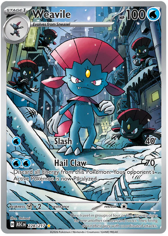 Weavile 228/217 Illustration Rare Pokemon Card (Mega Evolution Ascended Heroes)