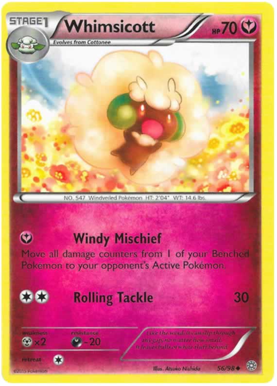 Whimsicott 56/98 Uncommon Reverse Holo Pokemon Card (XY Ancient Origins)