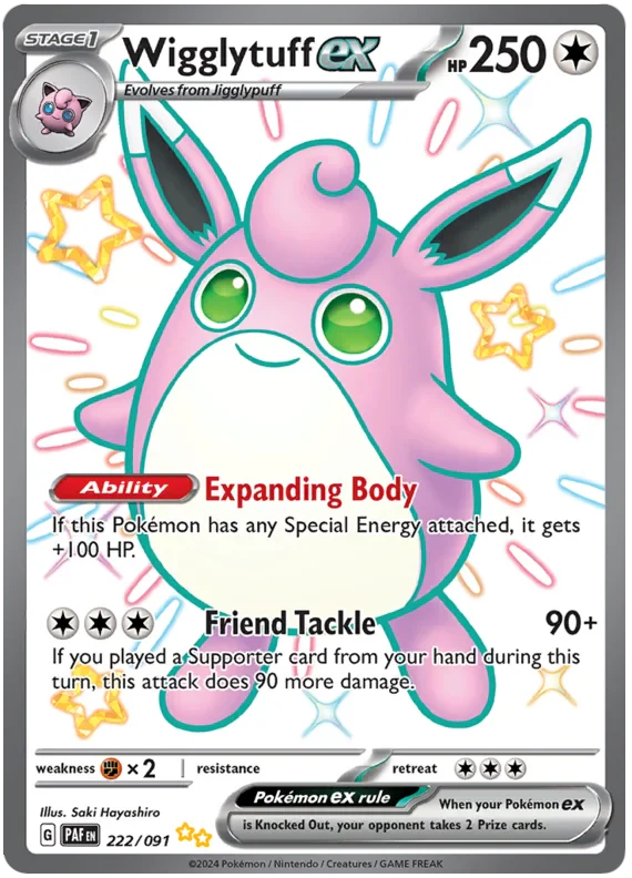 Wigglytuff ex 222/091 Shiny Ultra Rare Pokemon Card (SV 4.5 Paldean Fates)
