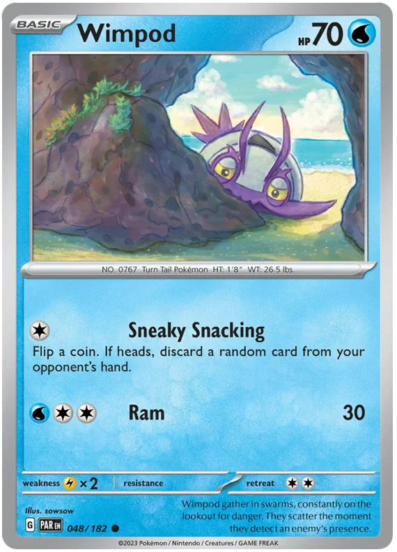 Wimpod 048/182 Common Reverse Holo Pokemon Card (SV04 Paradox Rift)