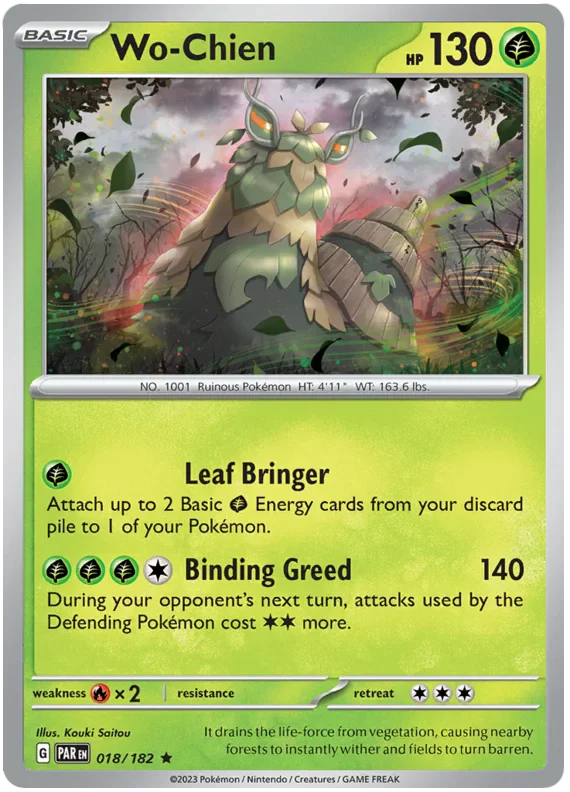 Wo-Chien 018/182 Rare Reverse Holo Pokemon Card (SV04 Paradox Rift)