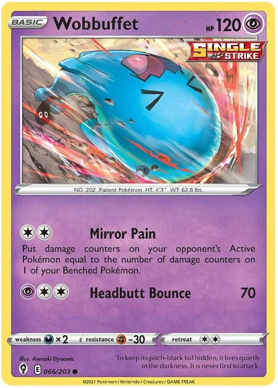 Wobbuffet 066/203 Common Pokemon Card (SWSH Evolving Skies)