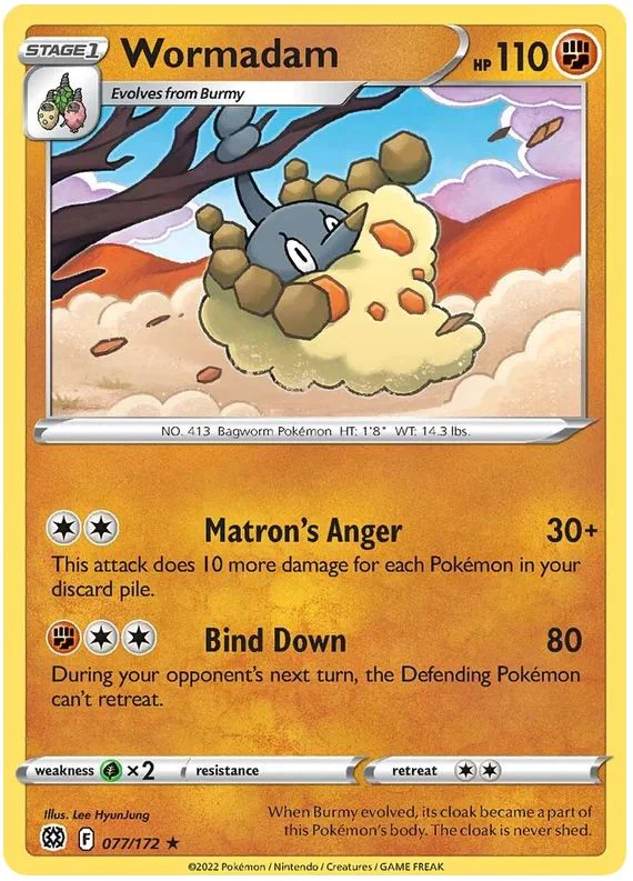 Wormadam 077/172 Rare Reverse Holo Pokemon Card (SWSH Brilliant Stars)