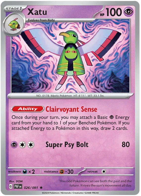 Xatu 026/091 Rare Pokemon Card (SV 4.5 Paldean Fates)