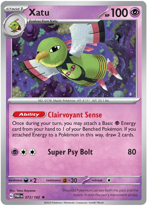 Xatu 072/182 Rare Pokemon Card (SV04 Paradox Rift)