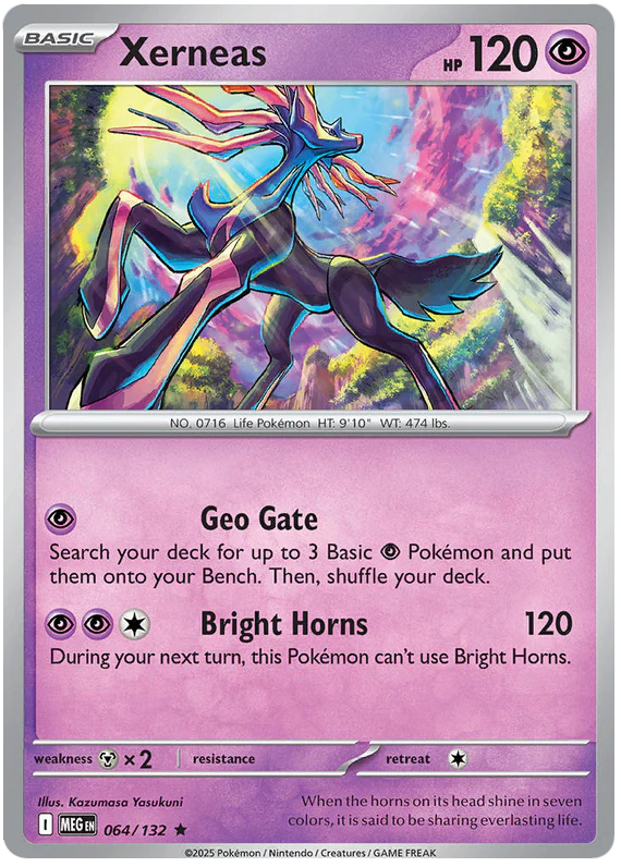 Xerneas 064/132 Rare Pokemon Card (Mega Evolution Base Set ME01)
